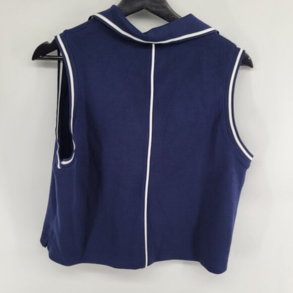 SPANX AirEssentials Pique Polo Tank Navy and White Size Large - Picture 8 of 9